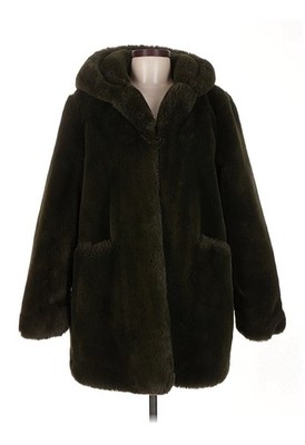 Apparis Faux Fur Hood Marie Khaki Green Olive Coat M