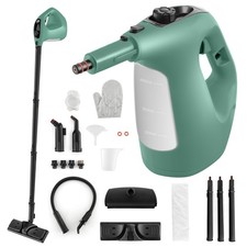 Multipurpose 1400W Handheld Steam Cleaner Steam Mop W/ 14 Accessories Green