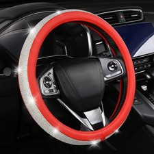 Diamond Leather Steering Wheel Cover for Women Girls with Crystal Rhinestones, U