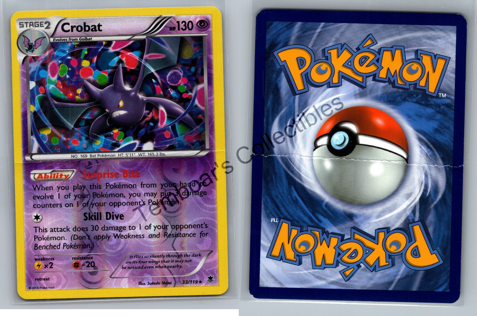 Crobat #33/119 ✨ 2014 XY Phantom Forces ✨Rare Reverse Holo ✨MP