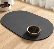 Oval Pet Feeding Mat Absorbent Non Slip Cat Dog Water Food Placemat