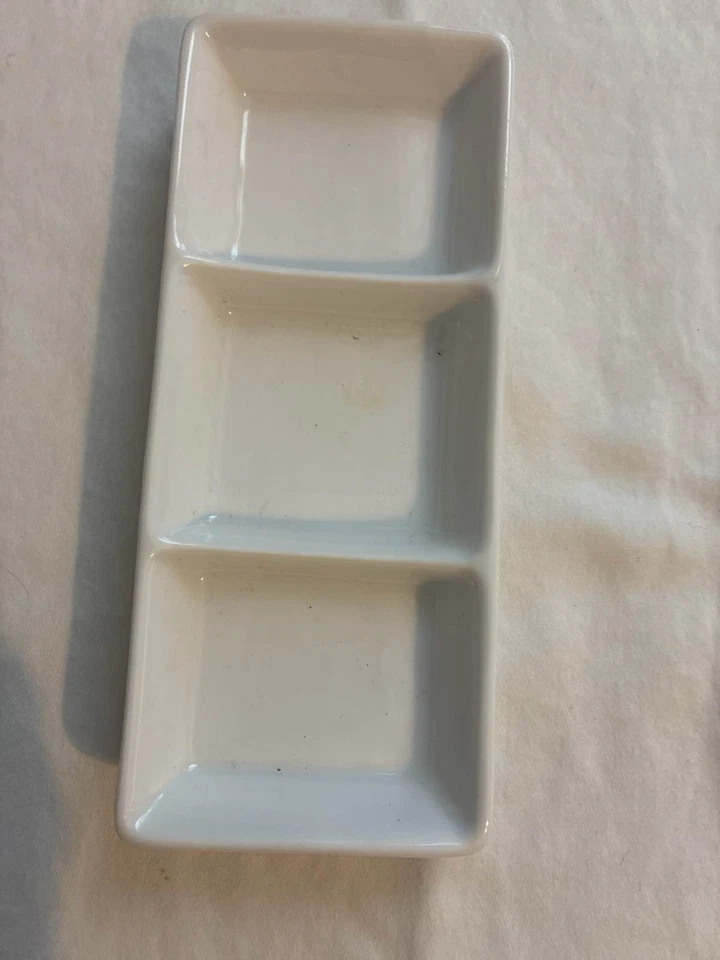 White Porcelain Ceramic 3-Section Serving Tray 5.75 - Image 4 of 4