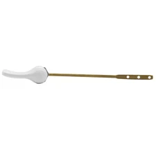Front Mount Toilet Tank Trip Lever with Brass Rod in White
