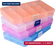 15 Girds Bead Organizer 4 Pack , Earring Organizer Box, SMALL Plastic Cont