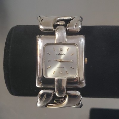 MOULIN Watch Women's Vintage Quartz Analog Gemmed Thick Band 6.75 inch 31 mm