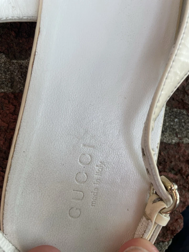 Sapatilhas de balé Gucci couro slingback Signora couro branco Itália tamanho 9.5 - Imagem 3 de 4
