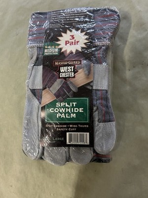 3 Pair Master Guard West Chester Split Cowhide Work Gloves. 71050l3p