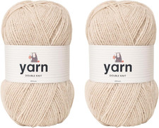 Yarn - Beige - 2 X 100G Acrylic Wool - Lightweight, Hypoallergenic & Durable Dou