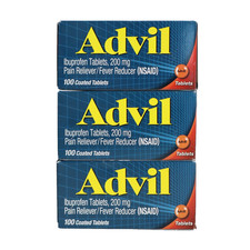 3 PACK Advil Pain Reliever and Fever Reducer Medicine 200mg 100ct EXP 12/2025 