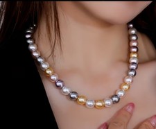 COLLANA PERLE D’ACQUA MULTICOLOR 10 mm, lunghezza 44cm, scatola regalo 