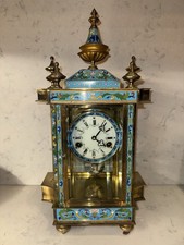 Original Vintage Asian Chinese Brass Cloisonne Table Clock