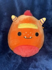 Squishmallows 8  Ernest Monster 2023 Red Orange Fuzzy Belly Halloween Plush