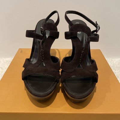 TOD'S - Brown/Black Suede Chemical Fiber Women's Sandals