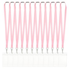 12Pack Lanyards for ID Badges, Lanyards for Keys, Pink