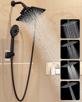 Veken High Pressure Rain Shower Head with Handheld Multi Functions Square