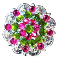 C-TY04 4 Hilason Western Berry Conchos Glass Rhinestones Bling 1.5" Tack cowgirl