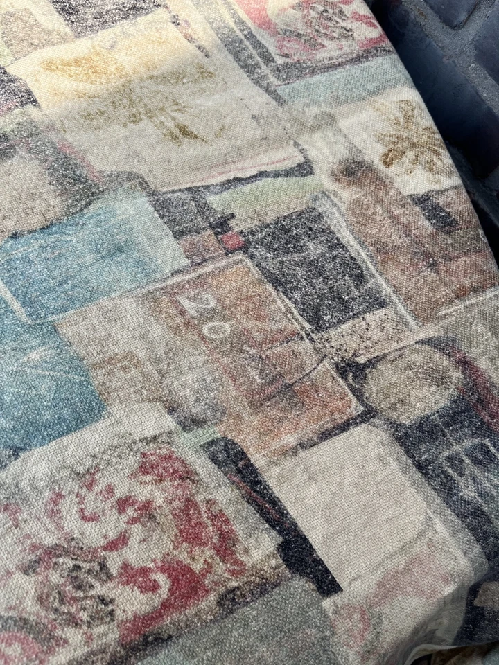 Italian Designer Fabric by Lyria Handmade Rustic Linen MCM Tuscany 60x60 - Image 3 of 4