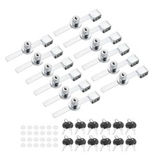 12 Pack Sliding Glass Door Ratchet Lock with 24 Keys 5.5x0.4inch, Silver Patikil