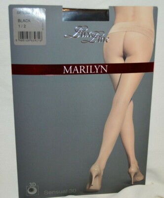 Marilyn LUXLINE SEAMLESS STW BLACK 30D Pantyhose Size 1-2 SEAM FREE Sexy VS2