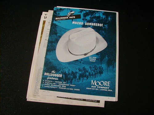 Vintage lot of 5 Moore hat co cowboy hat magazine print ads 1966-1974 western