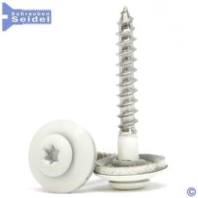 Spenglerschrauben Reinweiß RAL 9010 | 15mm Dichtscheibe | A2 | Torx