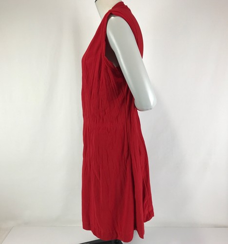 Vivid Vest Red Size 10 Long Line Sleeveless Beaded Neckline Crinkle Stretch - Picture 6 of 15