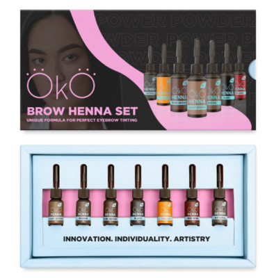 OKO Eyebrows Henna Power Powder Henna Brow styling, Set,5g,10g(7 henna colors)