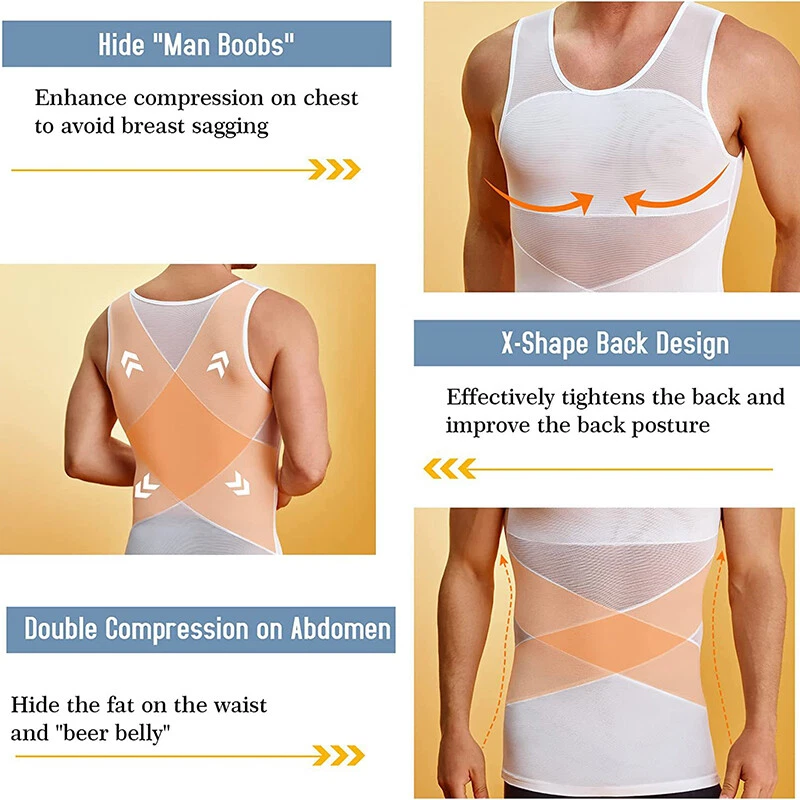 Chaleco de compresión de ginecomastia con control de abdomen para hombre Camiseta sin mangas Modelador Prendas moldeadoras Delgado Foto 4 de 4