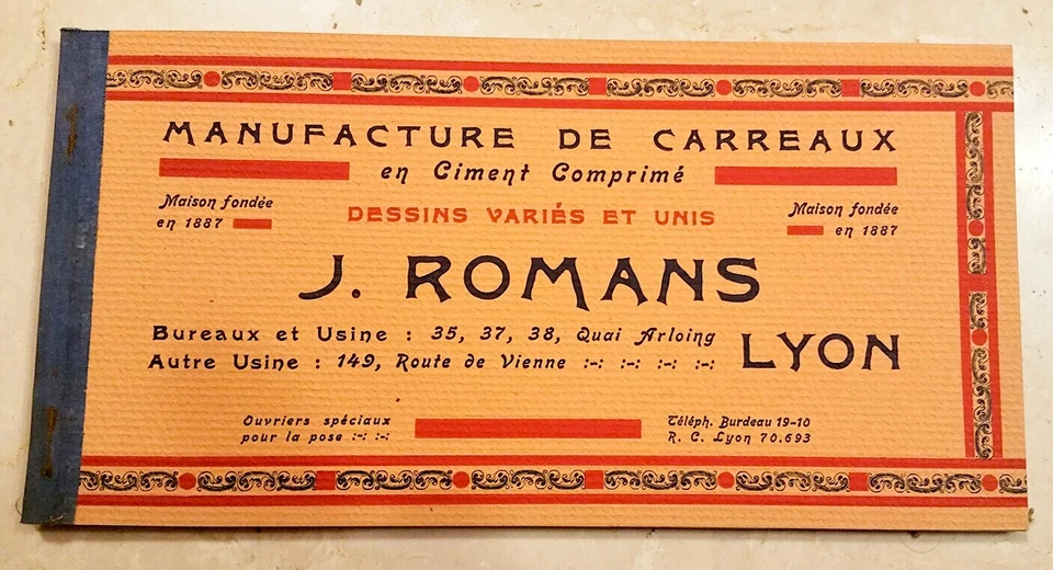 "Catalogue Manufacture de Carreaux en ciment comprimé" J. ROMANS, usine de Lyon  - Photo 2/4
