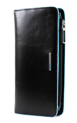 PIQUADRO Blue Square Large Wallet RFID Geldbörse Nero Schwarz Neu