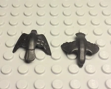 Lego 2 Mini Figures Black Plume Bird Raven,Halloween Animal Crow with Small Pin