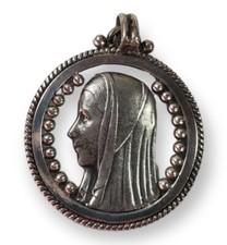 Colgante Vintage Virgen María Circular Santo Dije Virgen Nuestra Señora de Lourdes