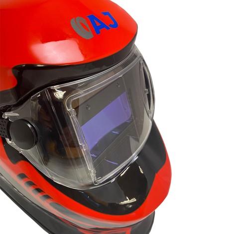 Casco de soldadura rojo Autojack lente de oscurecimiento automático color verdadero e interruptor de molienda - Imagen 8 de 12
