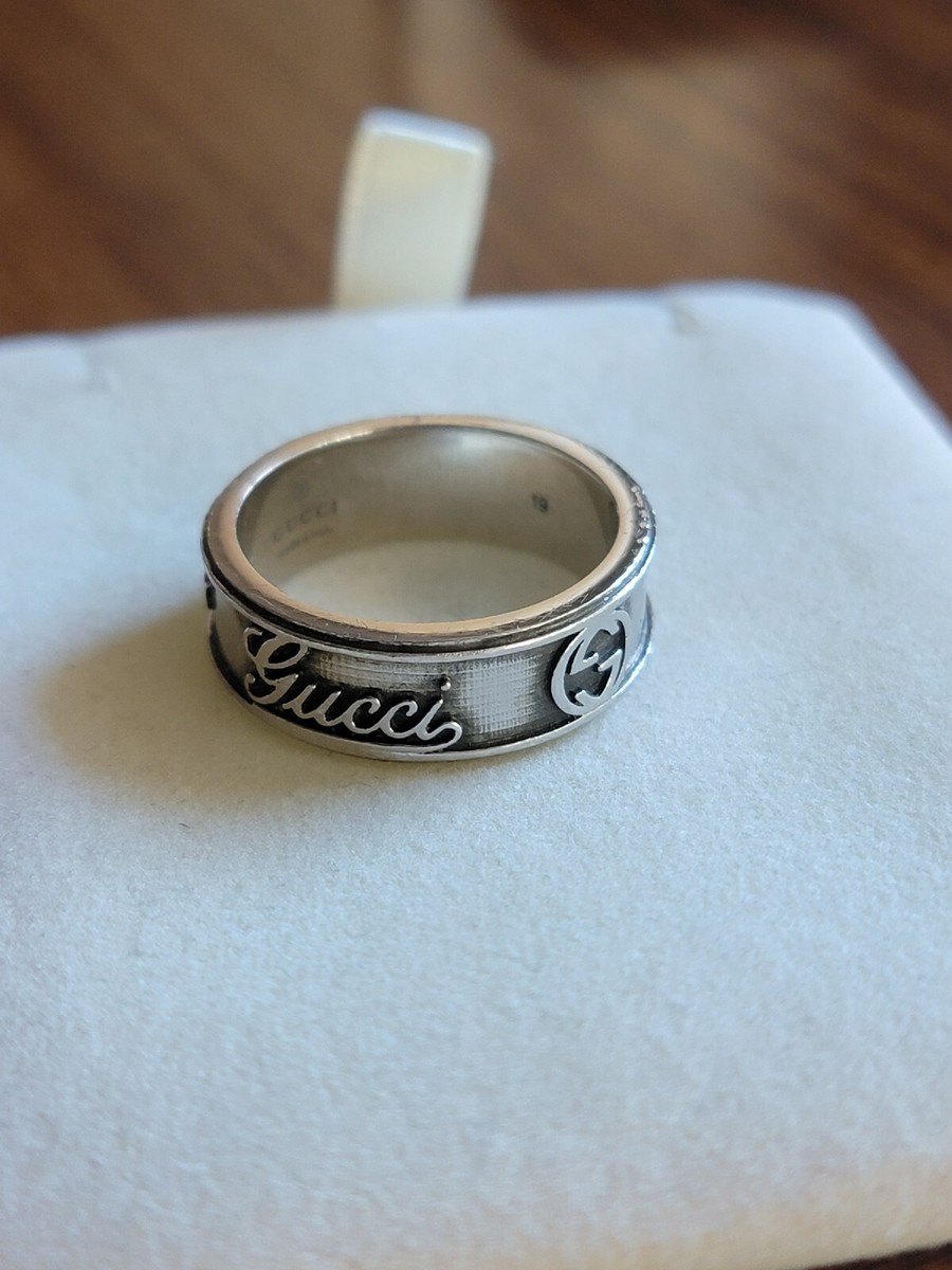 GUCCI ハンマード シルバー925 キーリング Estate Authentic Signed GUCCI Band Sterling Silver Size 8.5