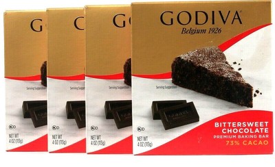 4 Count Godiva 4 Oz Bittersweet Chocolate 73 Cacao Premium Baking Bar 9 21 Ebay