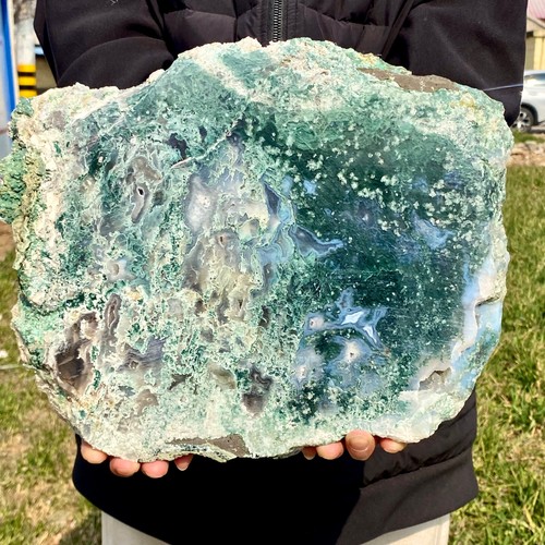 7.14LB Natural green moss agate crystal raw stone flakes quartz spiritual heal - 第 9/11 張圖片