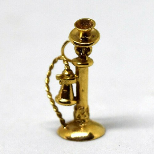 14K Yellow Gold Telephone Pendant/Charm Signed