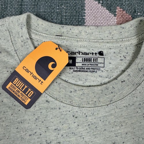 Carhartt Men's NEW Loose Fit Heavyweight SS Pocket T-Shirt Green Speckled Medium - Picture 4 of 5