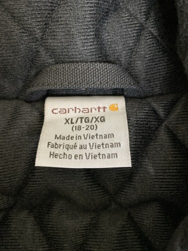 Carhartt Active Jacket Boys XL 18/20 Caviar Black Quilted Lined Hooded Coat - Picture 3 of 3