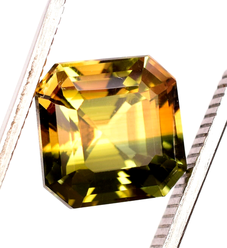 9.20 Ct Natural Brazilian Bi Color Tourmaline Square Cut Unheated Loose Gemstone - Picture 5 of 9