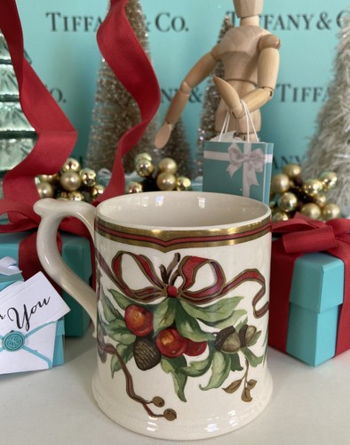 Tiffany & Co Tiffany Girlande Tasse Becher Stechpalme Gold Zierleiste Feiertage Weihnachten 10 Unzen