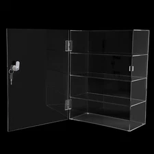 Clear Acrylic Display Case Countertop Box Shelves Showcase with Lock Dustproof