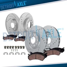 8pc Front Rear Drilled Brake Rotors Brake Pads Kit for Fiat 500X Jeep Renegade