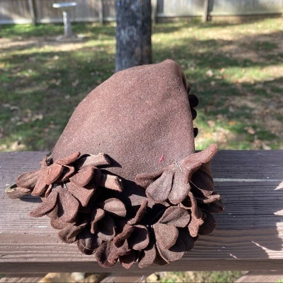 Gorra vintage de 1900 New York Dark Academia marrón floral Foto 4 de 4