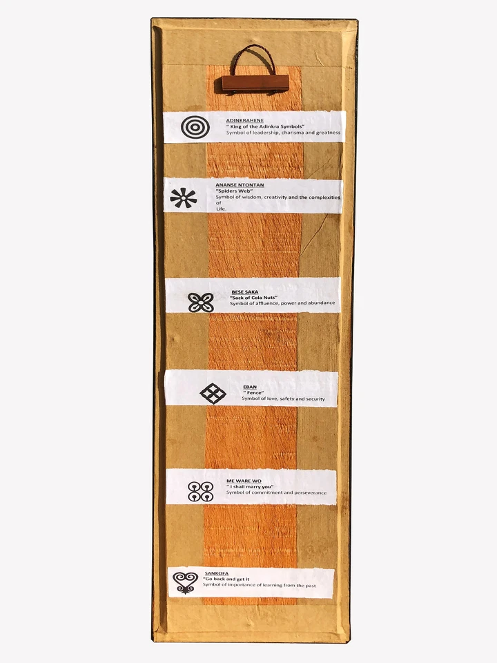 Hand carved Adinkra Symbols Ghana Vintage African Art Decorative Wall Frame - Image 2 of 2