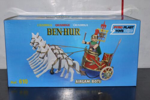 80'S PYROPLAST AIRGAM BOYS ROMAN SERIES SOLDIERS GREEK BEN HUR CHARIOT MIB - Picture 3 of 8