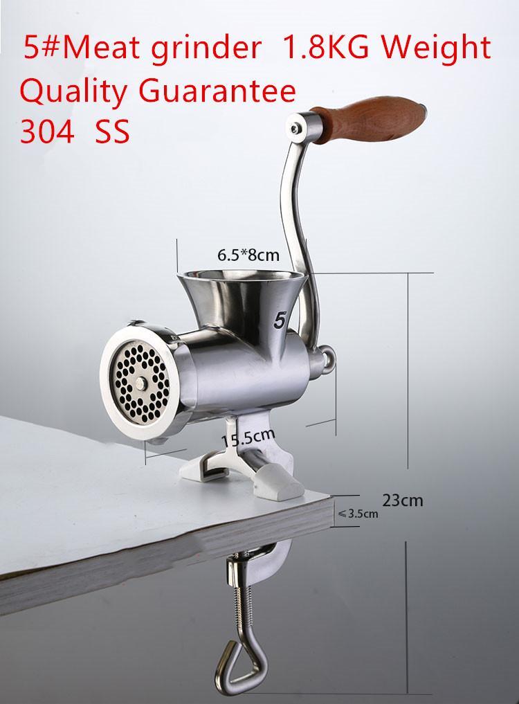 New Household Manual Meat Grinder Mincer Silver Stainless Steel Hand