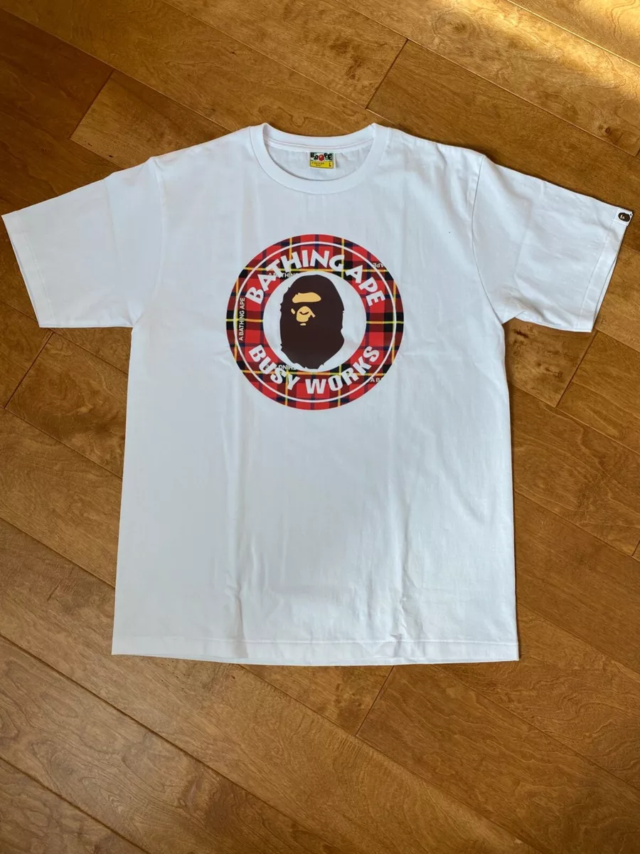 BAPE Block Check Busy Works Tee (FW22) White Beige