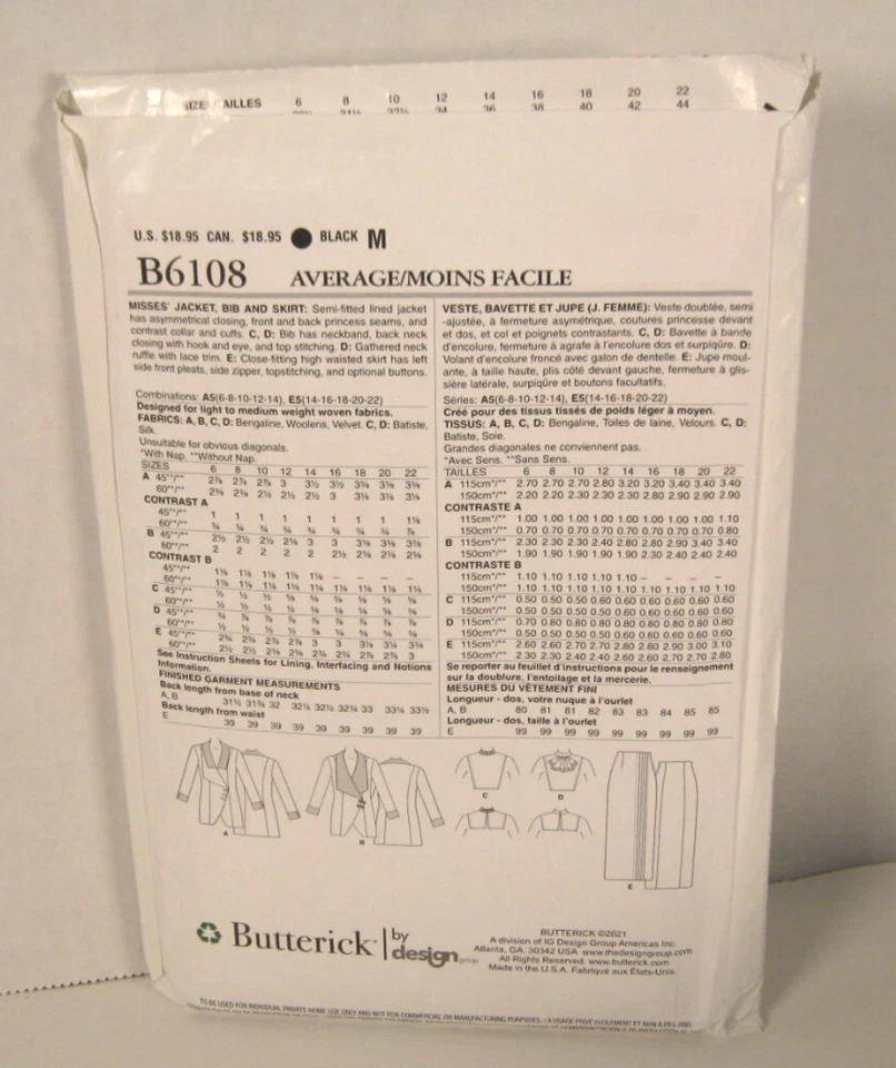 Butterick 6108 Retro '12 Titanic / Edwardian Costume Pattern Misses' 6-14 Uncut - Image 2 of 3