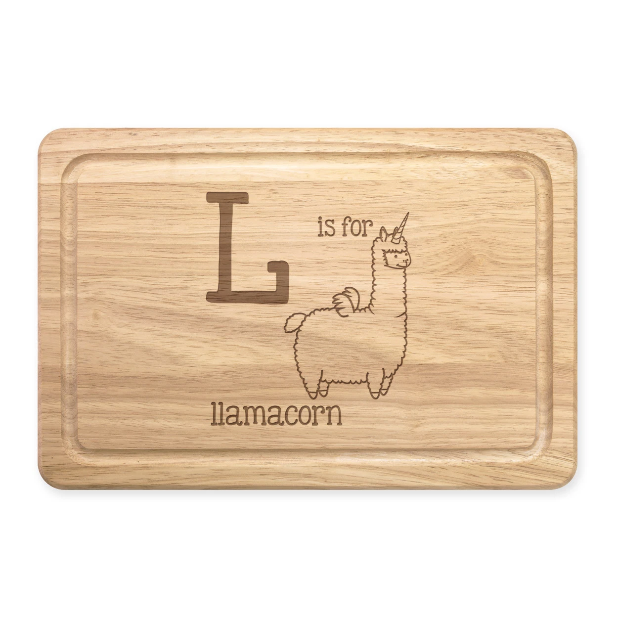 Letter L Is For Llamacorn Rectangular Wooden Chopping Board - Llama Unicorn